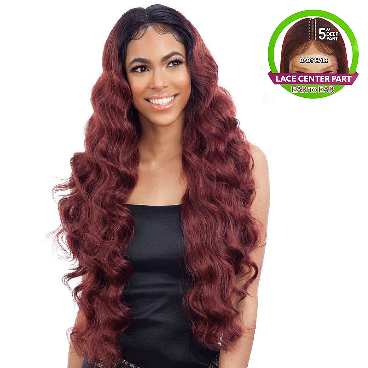 FreeTress – Peluca de cabello sintético con encaje frontal de 5 pulgadas, parte profunda, 102 (1)
