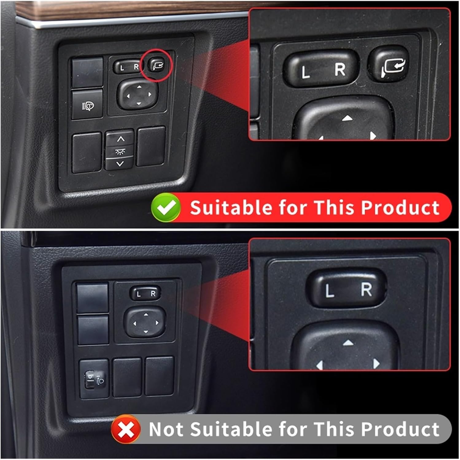 Accesorio de modificación interior automática LC150 Espejo retrovisor actualizado plegable automático compatible con Toyota Land Cruiser Prado 150