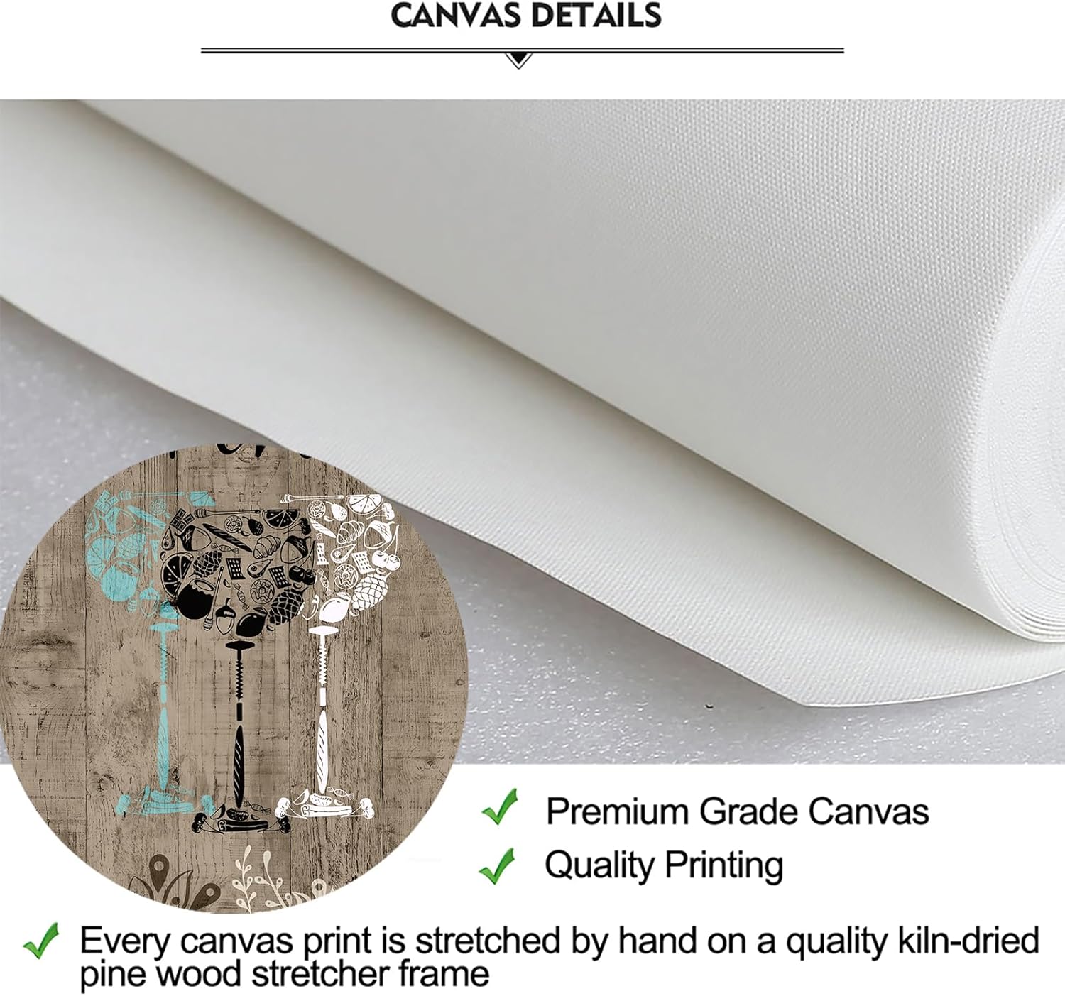 iKNOW FOTO Decoración vintage de cocina de 3 piezas, juego de arte de pared en lienzo con texto en inglés “Love Eat Drink”, accesorios de pared para