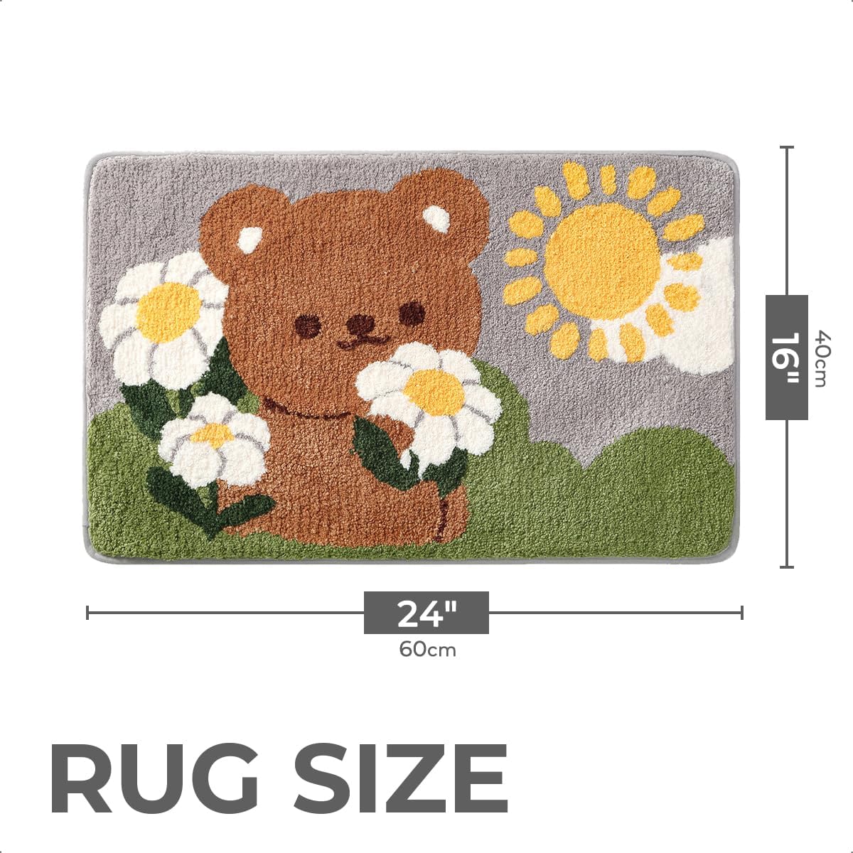 Tyrafry Bonita alfombra de baño de 16 x 24 pulgadas, tapete de oso para baño y dormitorio, antideslizante, absorbente, suave, tapete de baño peludo,