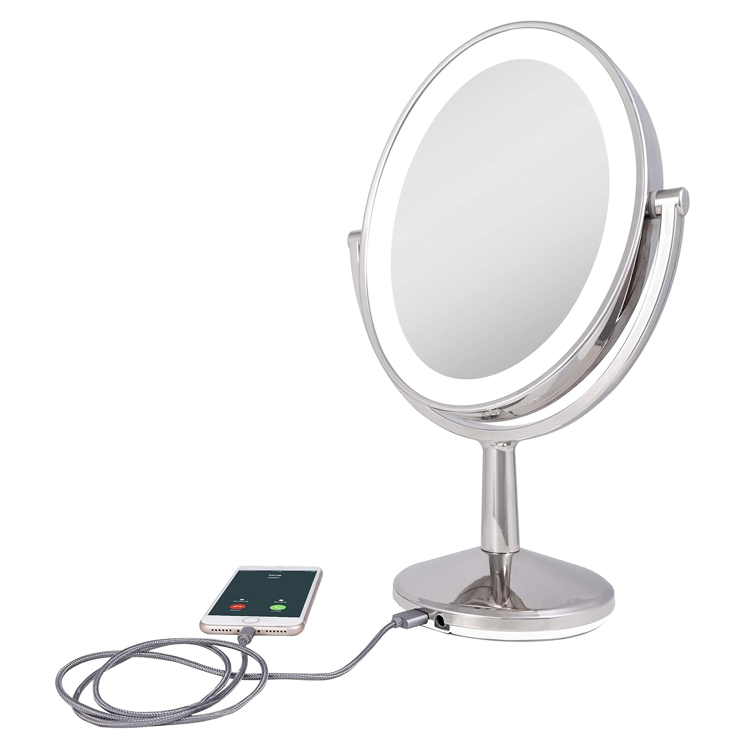 Zadro 9″ Oval Cordless LED Lighted Makeup Mirror with Magnification 5X1X Touch Pad Makeup Mirror with Lights USB Port