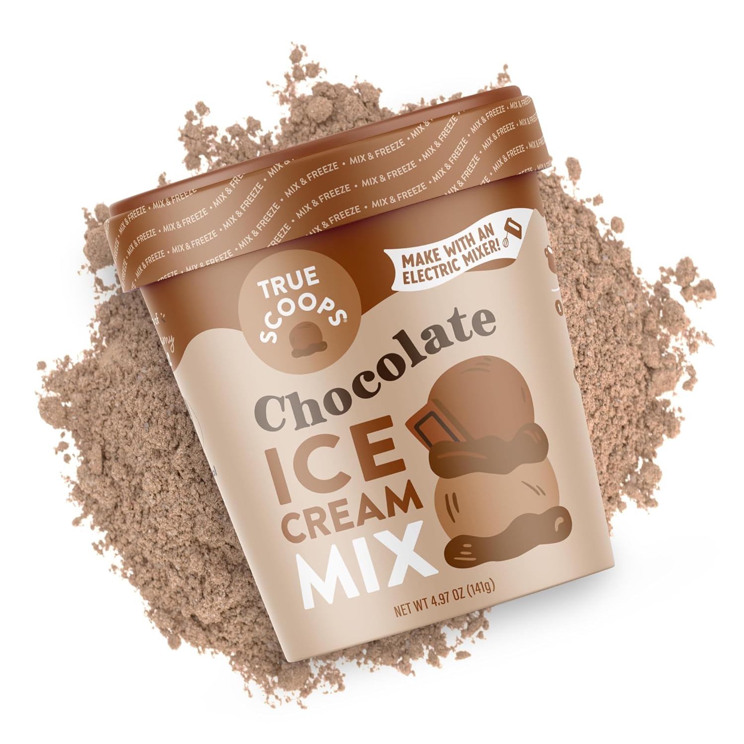 True Scoops Paquete de 6 mezclas de helado de chocolate. Hace 1 pinta de helado casero de primera calidad con una batidora eléctrica. Fabricado con