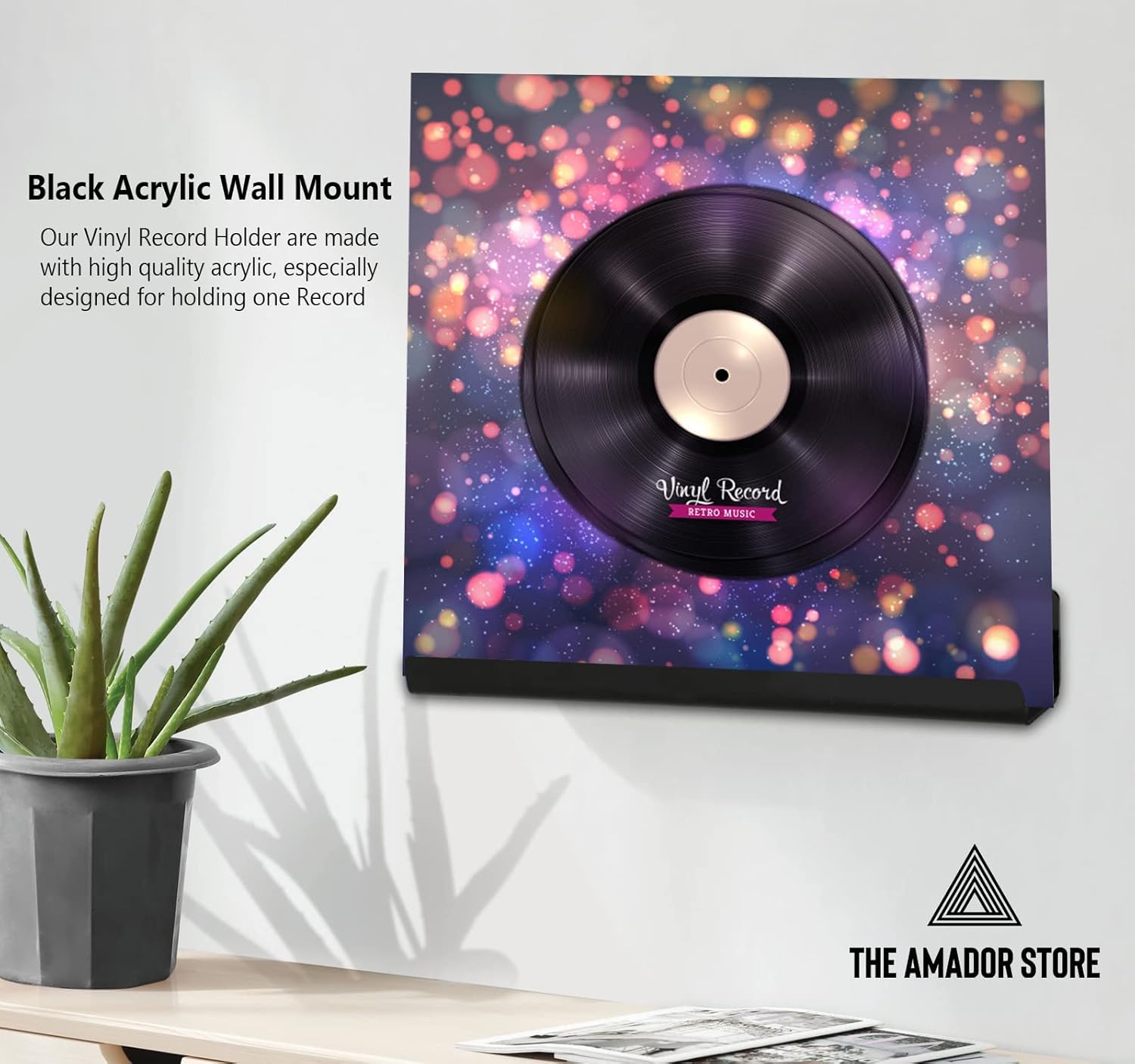 The Amador Store Soporte de pared para discos de vinilo LP con tornillos y 1 destornillador, estante flotante de vinilo de 12 pulgadas para álbumes