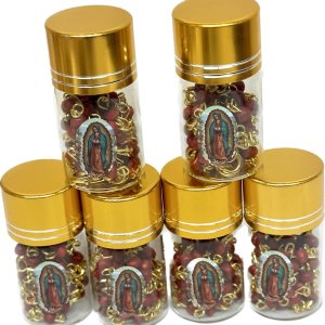 -12 piezas de rosario perfumado en frasco de vidrio con cuentas de rosario de plata católica crucifijo católico Virgen María, lote de 12 (rojo con -12 piezas de rosario perfumado en frasco de vidrio con cuentas de rosario de plata católica crucifijo católico Virgen María, lote de 12 (rojo con