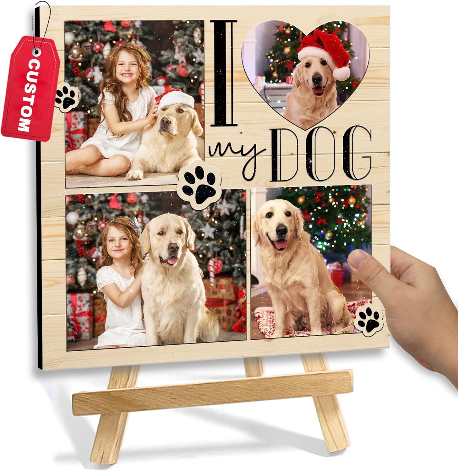 Custom Style Marcos de fotos personalizados con caballete, regalos de fotos personalizados para amigos, familia, perros, gatos, mascotas, marco de