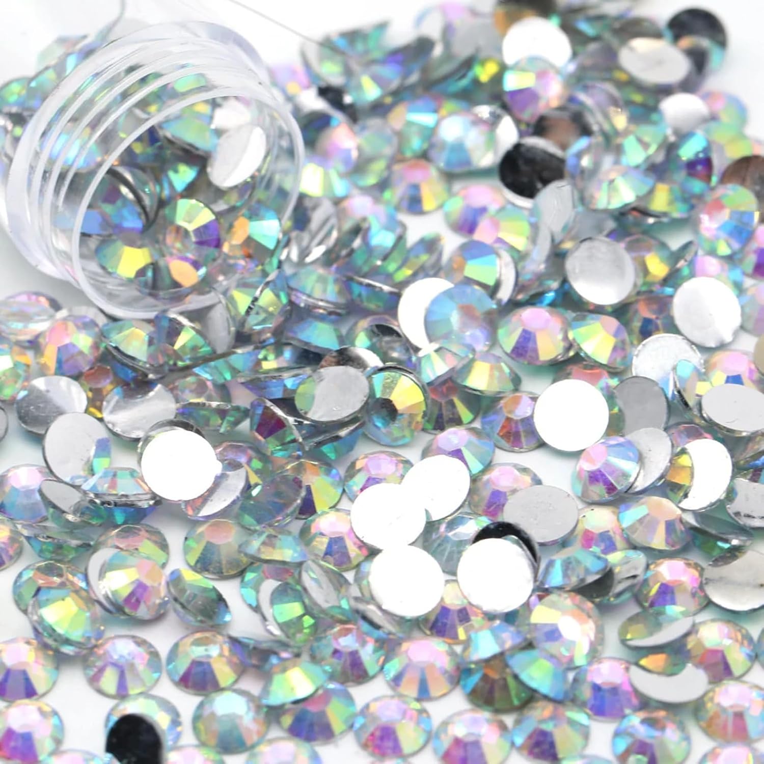 25000 diamantes de imitación coloridos de resina AB, diamantes de imitación coloridos de 0.118 pulgadas, 0.117 pulgadas, con parte trasera plana, no