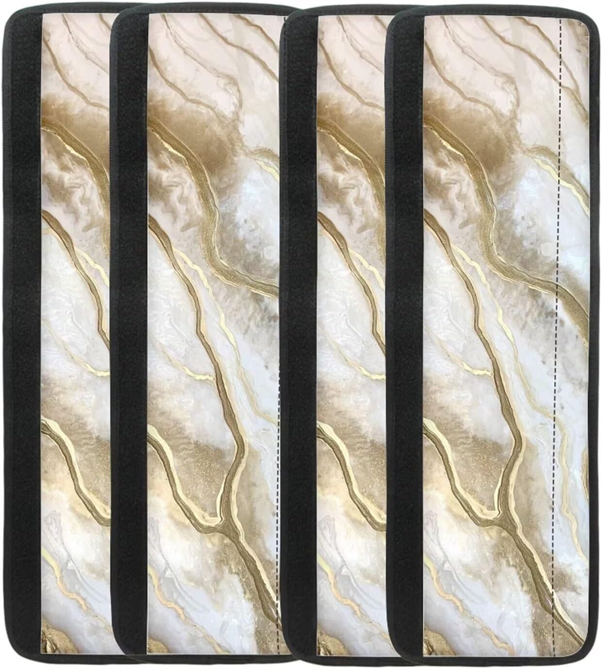 Coldinair Juego de 4 fundas para manijas de puerta de refrigerador con estampado de mármol dorado, mantienen limpios, lavables y duraderos para