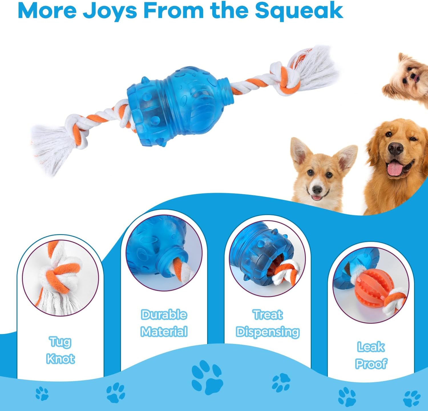 Tikaton Juguetes interactivos dispensadores de golosinas para perros, rompecabezas duradero para cachorros, cuerda de nudo, juguete para razas
