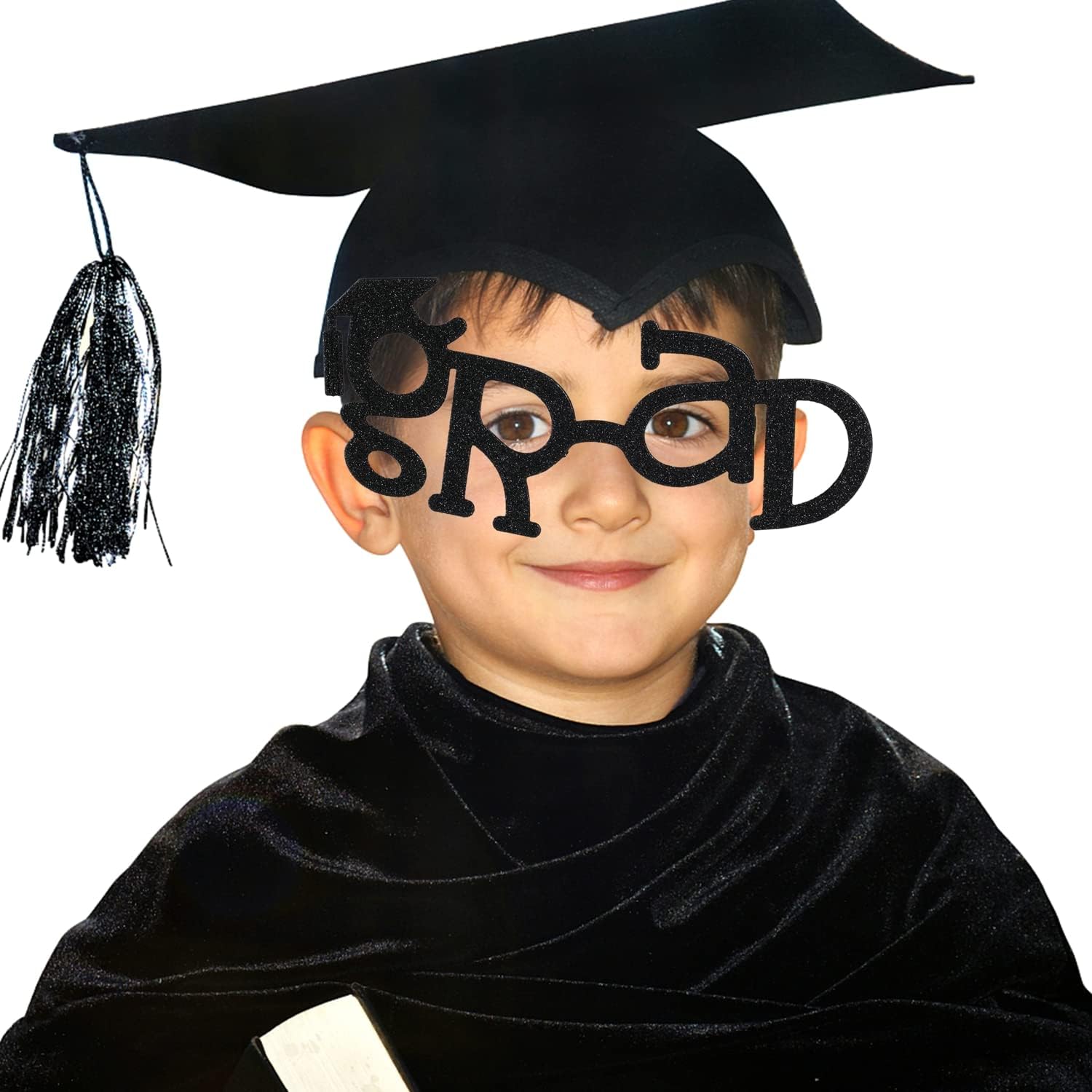 BinaryABC Suministros para fiestas de graduación 2024, marco de lentes de graduación, accesorios para fotos de fiesta de graduación (negro)