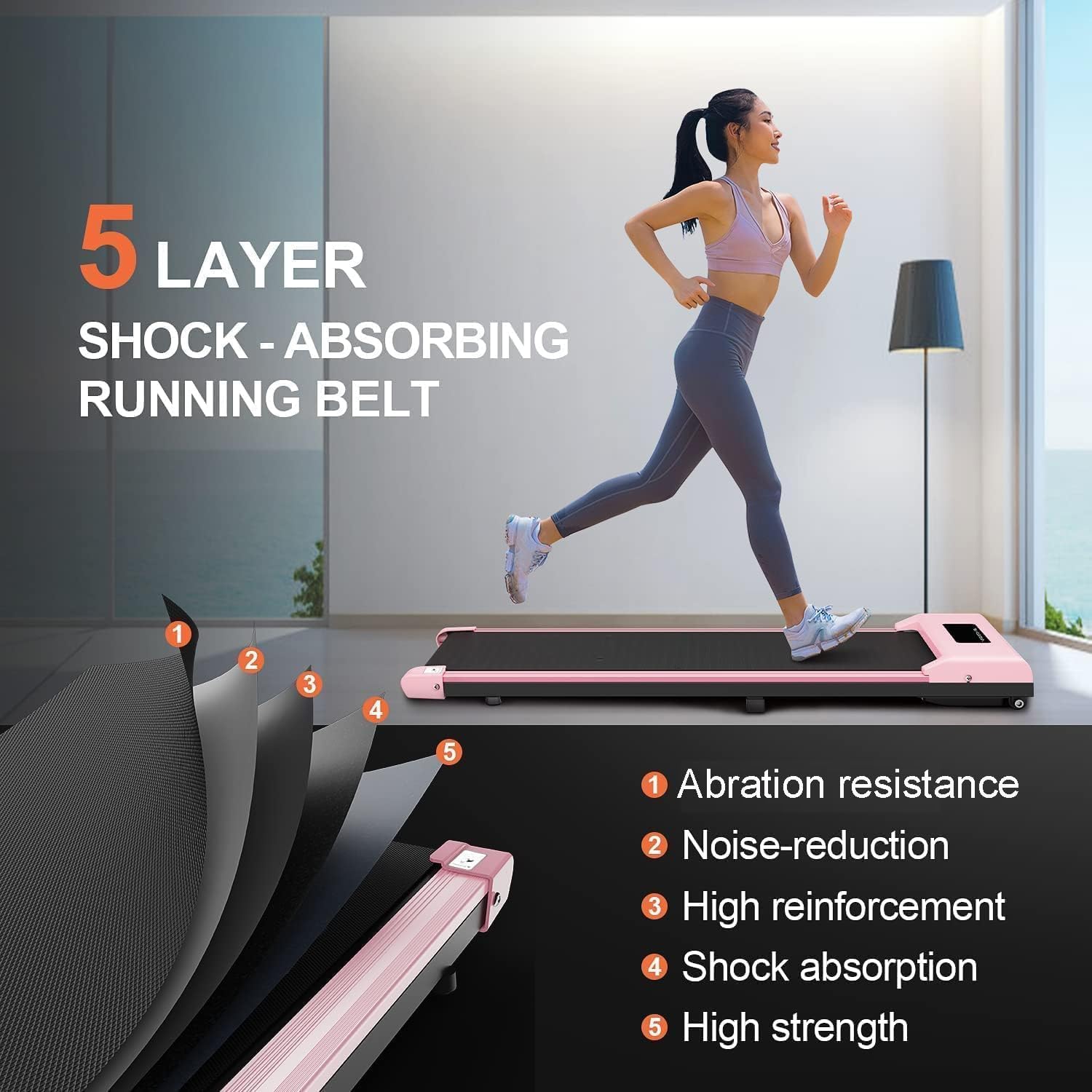 Walking Pad Under Desk Treadmill, Portable Treadmills Motorized Running Machine for Home, 6.2MPH, No Assembly Required, Remote Control, 265 LB