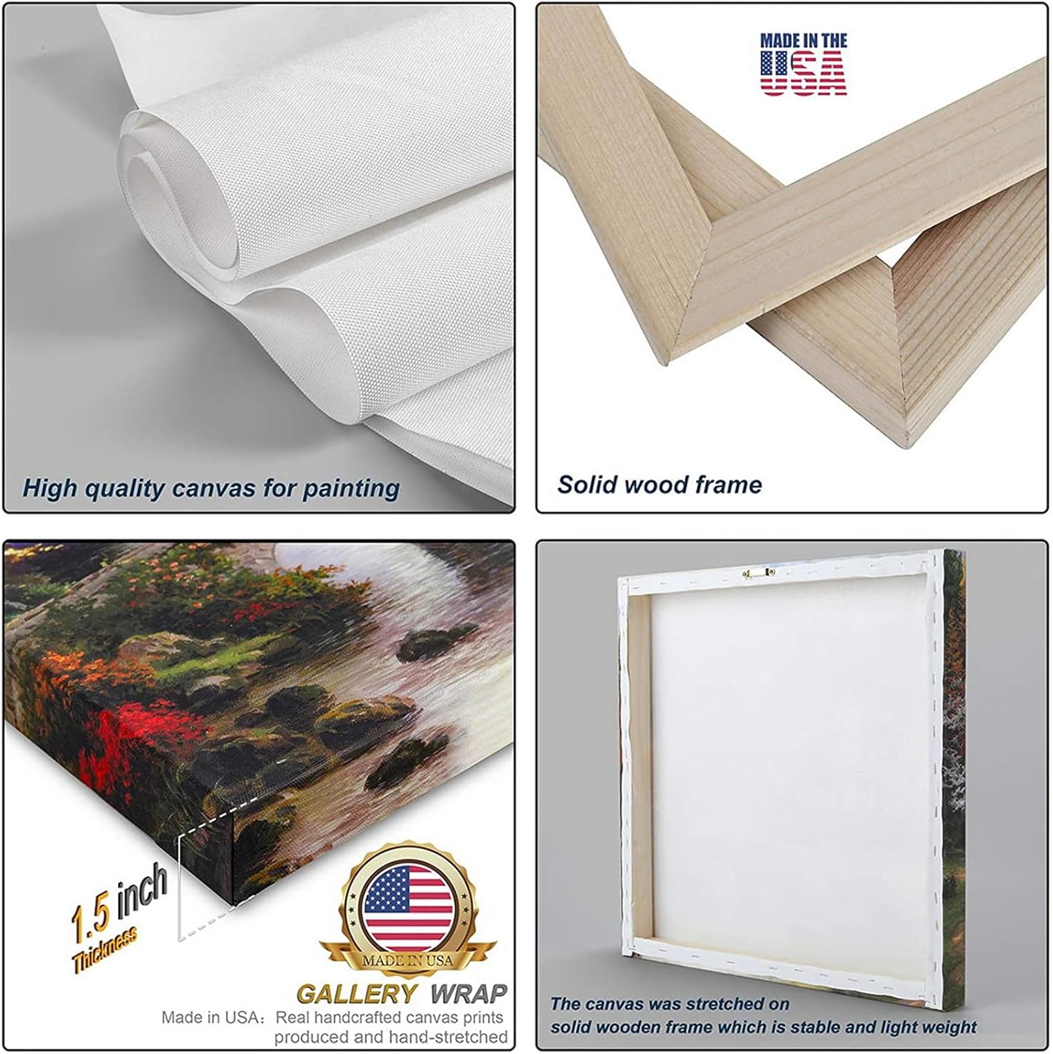 YONICA Lienzo decorativo de 3 paneles de montaña para decoración del hogar, paisaje con flores de cerezo rosa y monte Fuji, impresión en lienzo HD