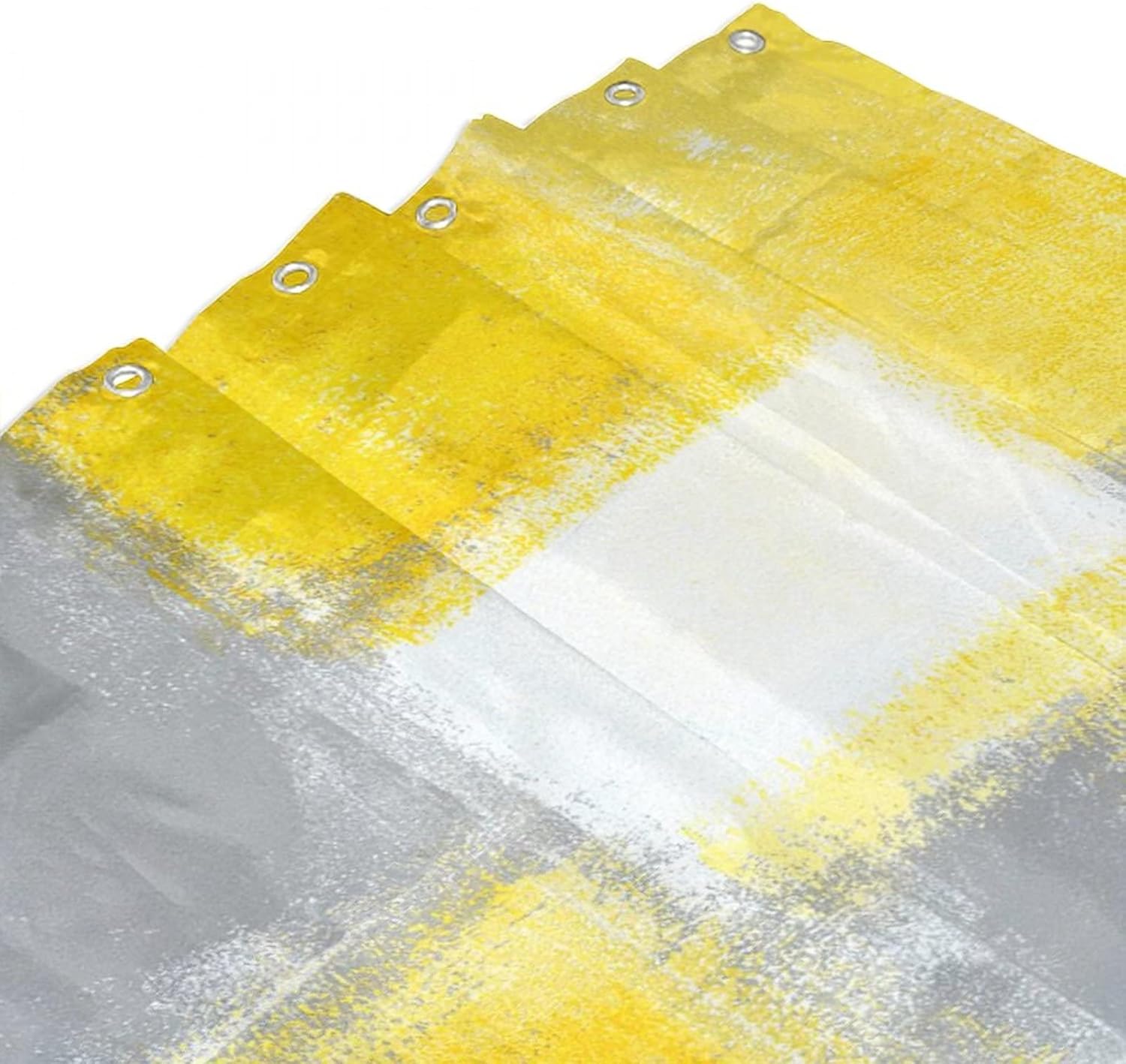 Cortinas de ducha con pintura de arte abstracto, cortinas de ducha con estampado 3D de acuarela gris y amarillo, juego de cortinas de baño con 12