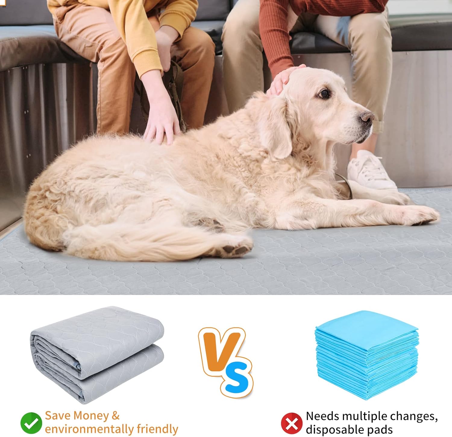 Oiyeefo Almohadillas lavables para orina de perro, paquete de 2 alfombrillas reutilizables antideslizantes y lavables para orina de perros para