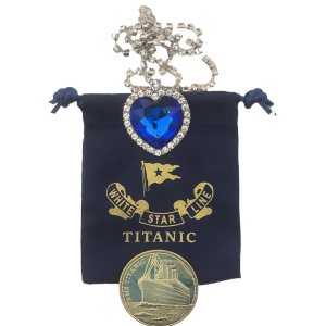 Titanic Heart of the Ocean Necklace Fake Gold Coin Titanic Gifts Titanic Heart of the Ocean Necklace Fake Gold Coin Titanic Gifts