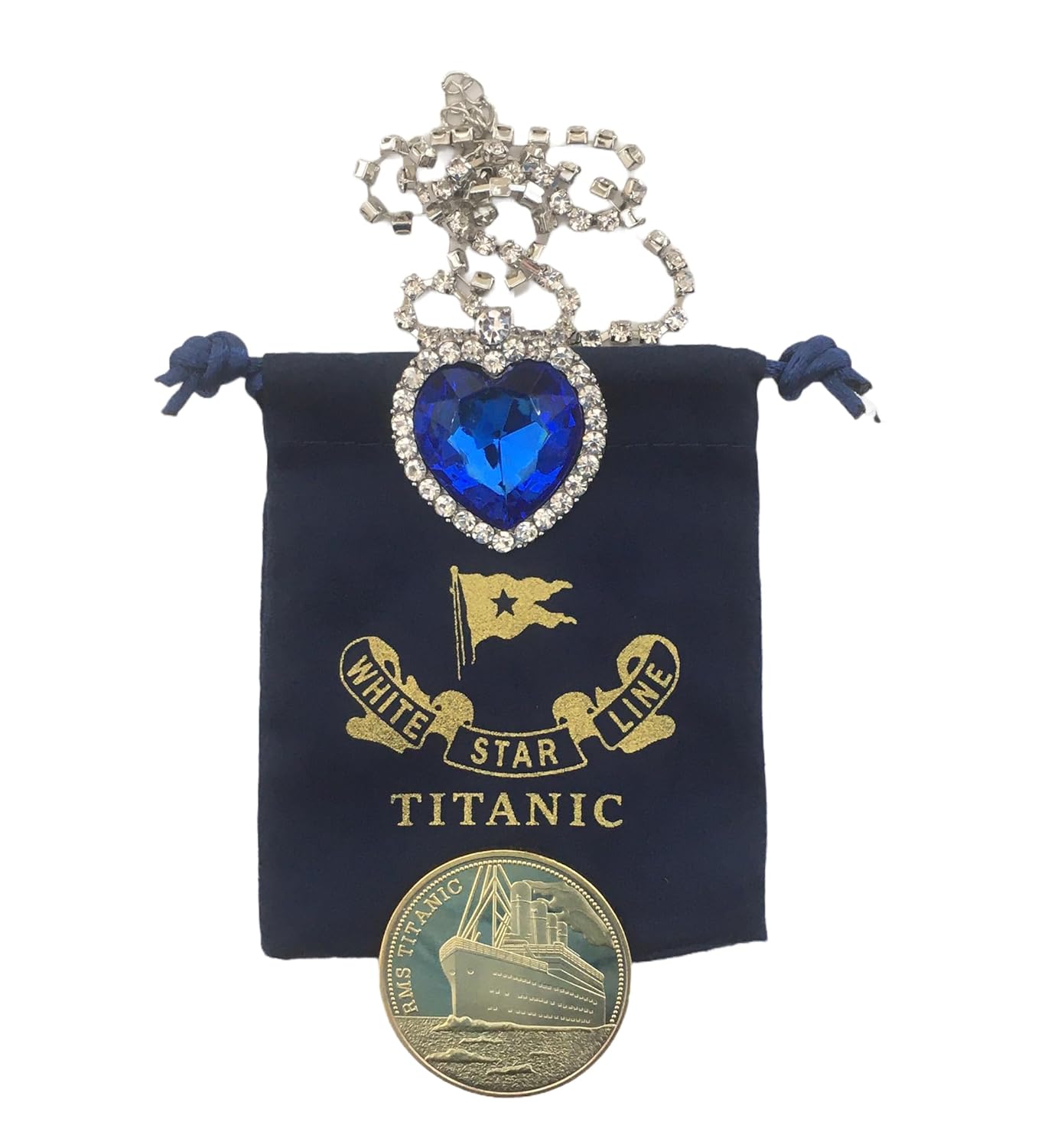 Titanic Heart of the Ocean Necklace Fake Gold Coin Titanic Gifts