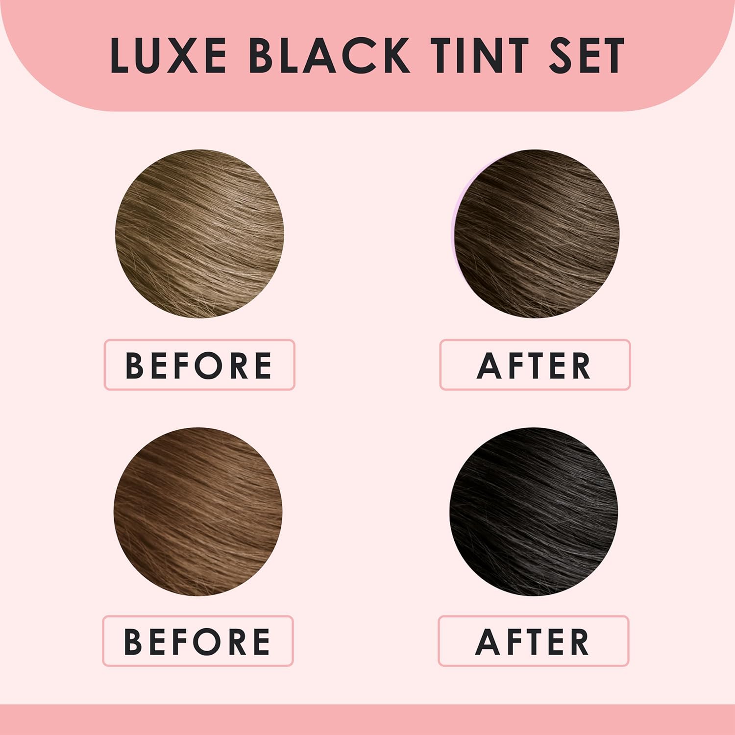 Luxe Cosmetics – Juego de colores negros para pestañas y cejas – Color temporal de larga duración (hasta 4 semanas) – Vegano y libre de crueldad