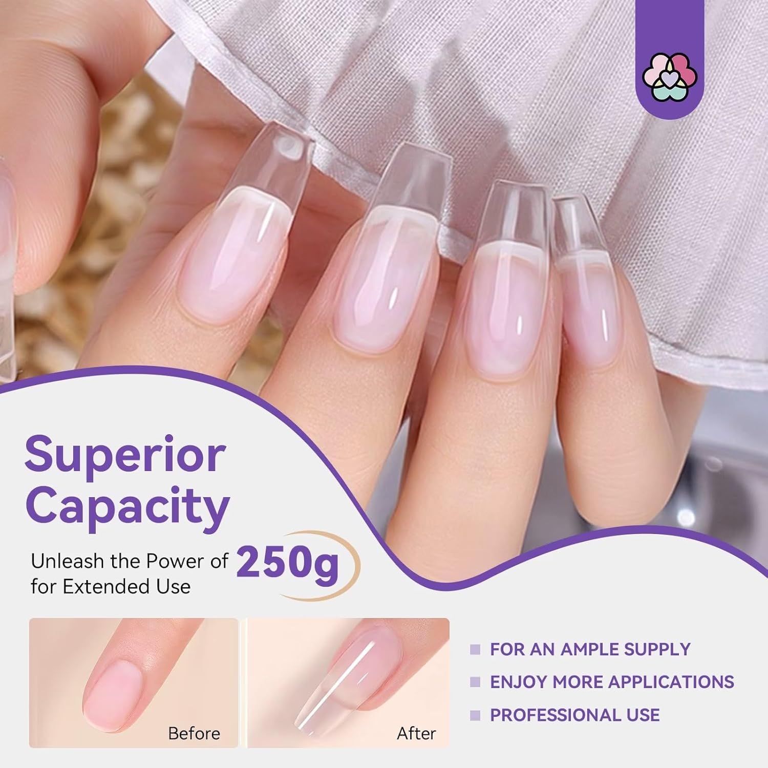 SAVILAND Gel duro transparente para uñas  250 g8.82 oz Super Builder gel de uñas de gran capacidad para constructor de gel duro LEDU V, gel de