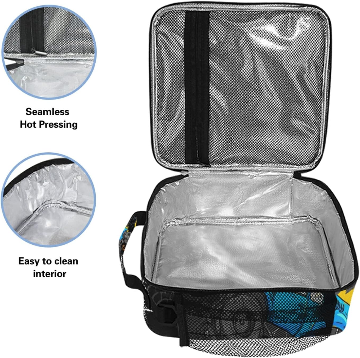 Lonchera para niños y niñas, bolsa térmica con aislamiento térmico Monster Truck Car Trace, kit de bolsa de almuerzo reutilizable para viajes