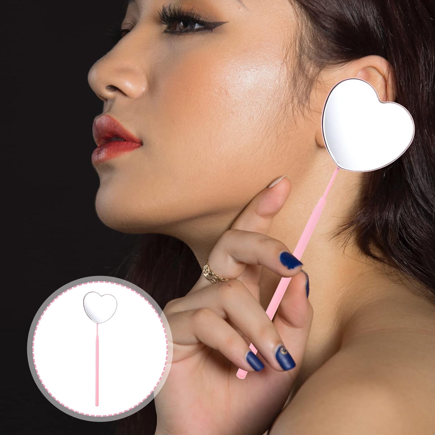 Beaupretty Suministros para técnicos de pestañas, suministros para extensiones de pestañas, espejo de pestañas, asidero, espejo de pestañas, forma