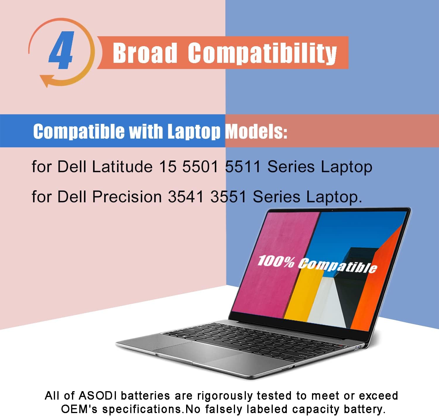 ASODI 1FXDH – Batería de repuesto para laptop Dell Latitude 5501 5511 E5501 E5511 Precision 3541 3551 Series Notebook 01WJT0 1WJT0 11.4V 97Wh 8071mAh