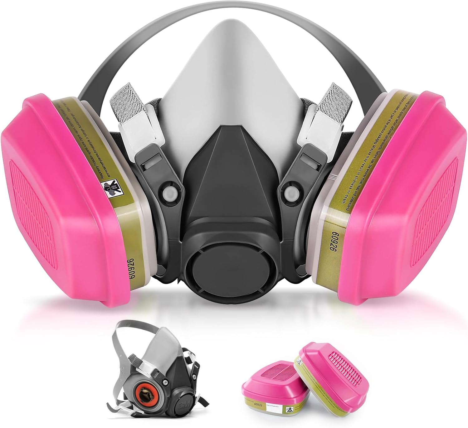 LJSXFI Máscara respiradora de gas de cara completa – Máscaras de gas con filtro de carbón activado 60926, contra polvo, gases, vapor orgánico