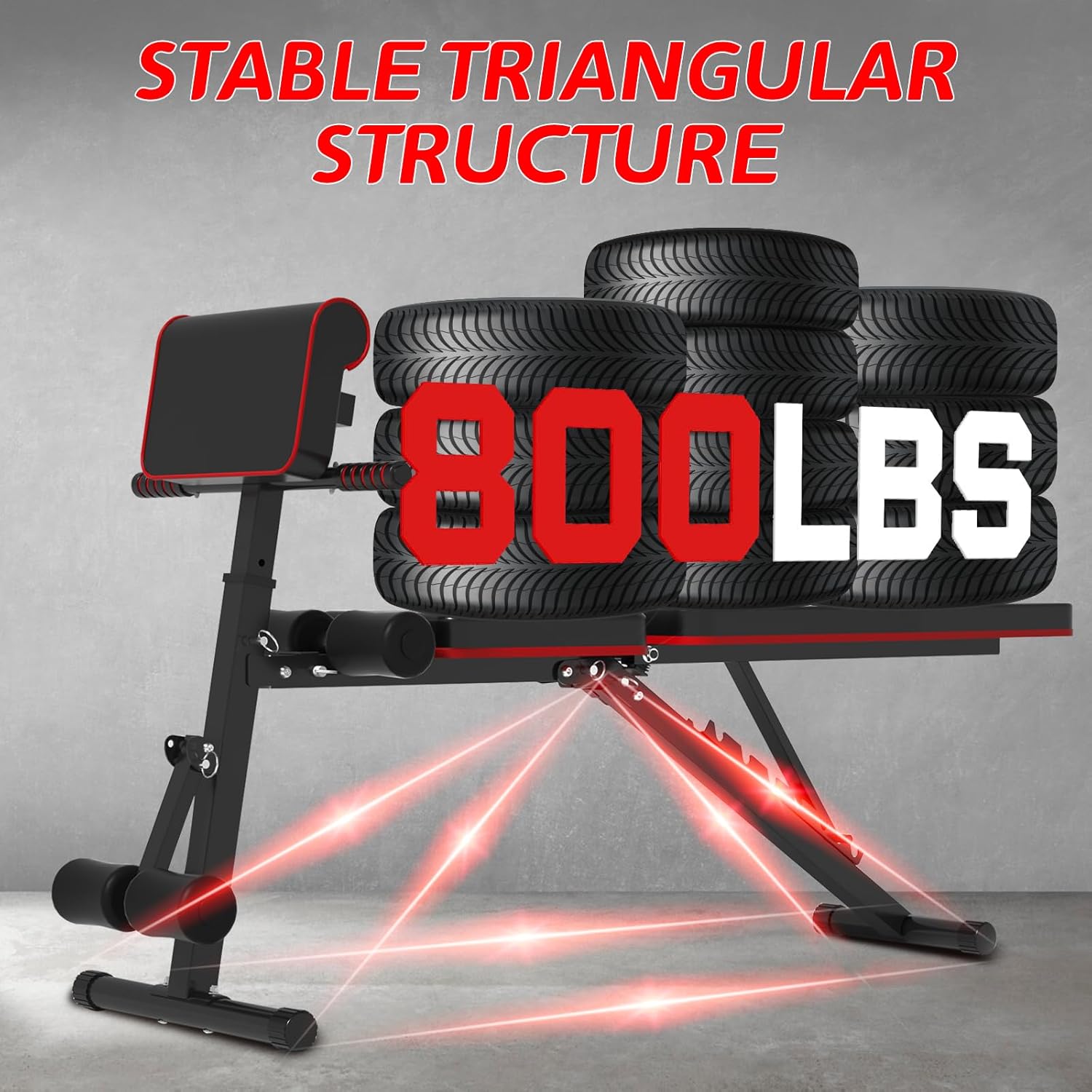 Banco de pesas ajustable para gimnasio en casa, plegable, inclinación, declinación, banco de entrenamiento de fuerza de cuerpo completo, soporta