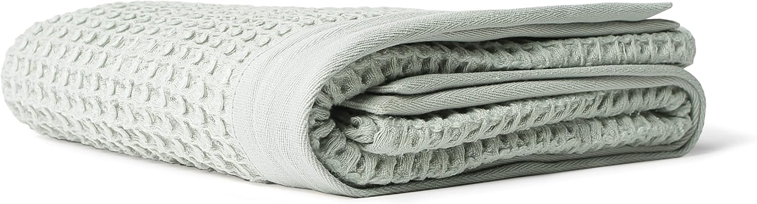 Happy Place Toallas de baño 100 % algodón orgánico, tejido gofre, de secado rápido y ultra absorbentes, toallas de baño ligeras de primera calidad