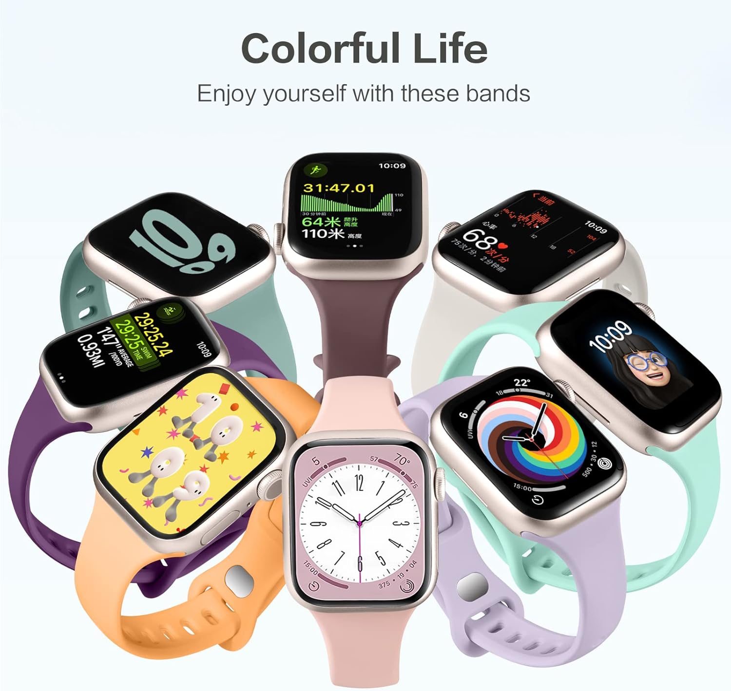 Lerobo Paquete de 12 correas compatibles con Apple Watch Band de 1.496 pulgadas, 1.575 pulgadas, 1.614 pulgadas, 1.654 pulgadas, 1.732 pulgadas,