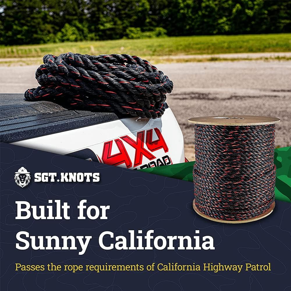 SGT KNOTS California – Cuerda de polipropileno trenzado para correas de carga, amarres, paquetes de equipos, navegación y más (12 pulgada x 50 pies,