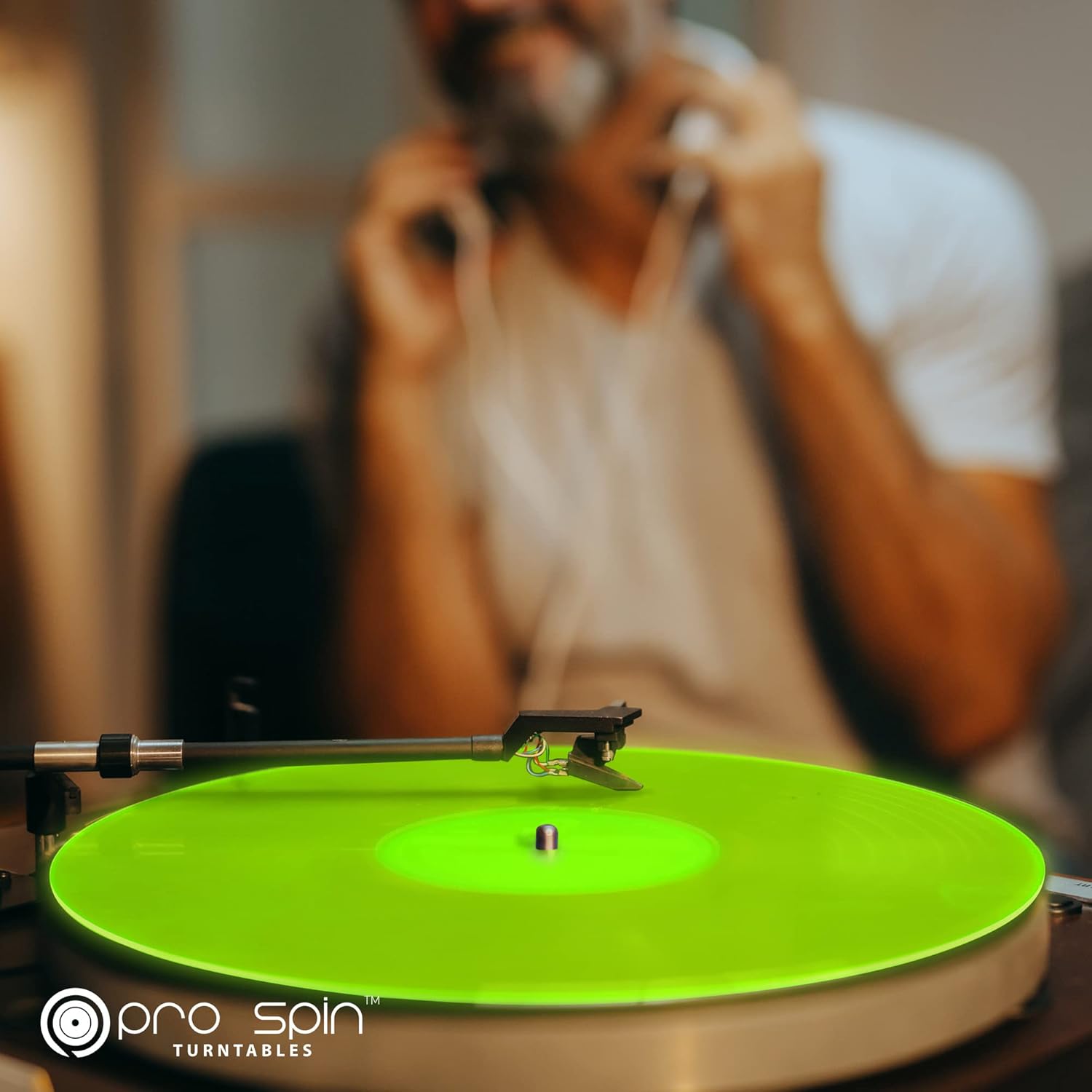 Green Glow – Tapete acrílico para tocadiscos vintage de vinilo de 12 pulgadas, cubierta antiestática, reduce el ruido y los sonidos de la estática y