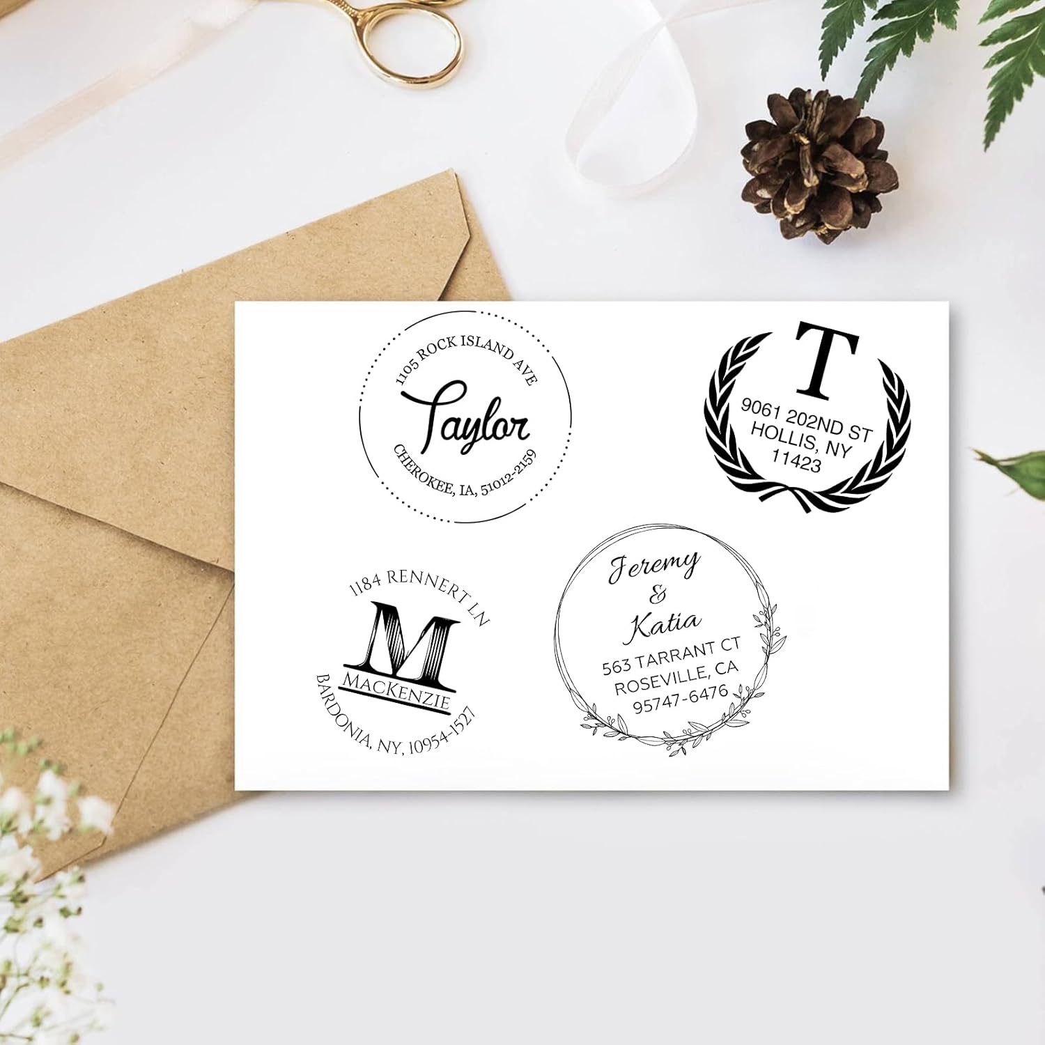Sello personalizado con autoentintado de dirección de retorno, sello personalizado con logotipo de texto  Sello de logotipo de negocios  Sello de