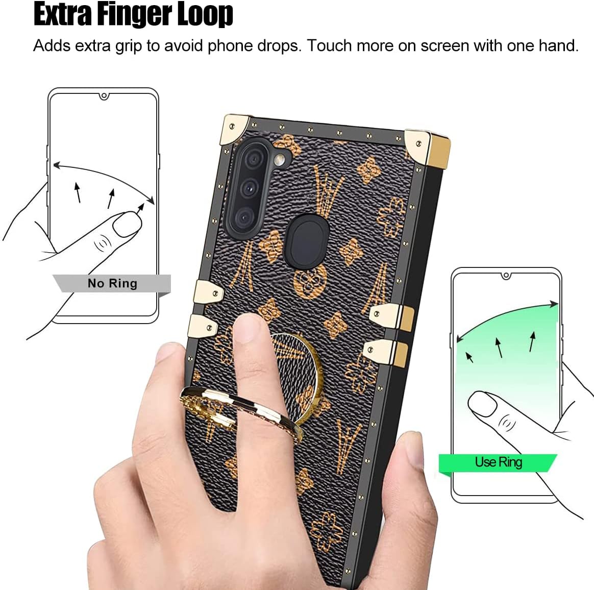 Funda cuadrada antideslizante a prueba de golpes de TPU de protección completa retro elegante de lujo con función atril para Samsung Galaxy A11