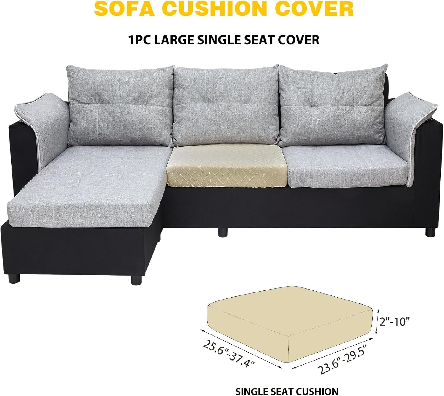 Fundas de cojín para sofá, funda de cojín elástica para sillón, sofá de 1 asiento, jacquard de celosía de diamantes con banda elástica (1 funda de