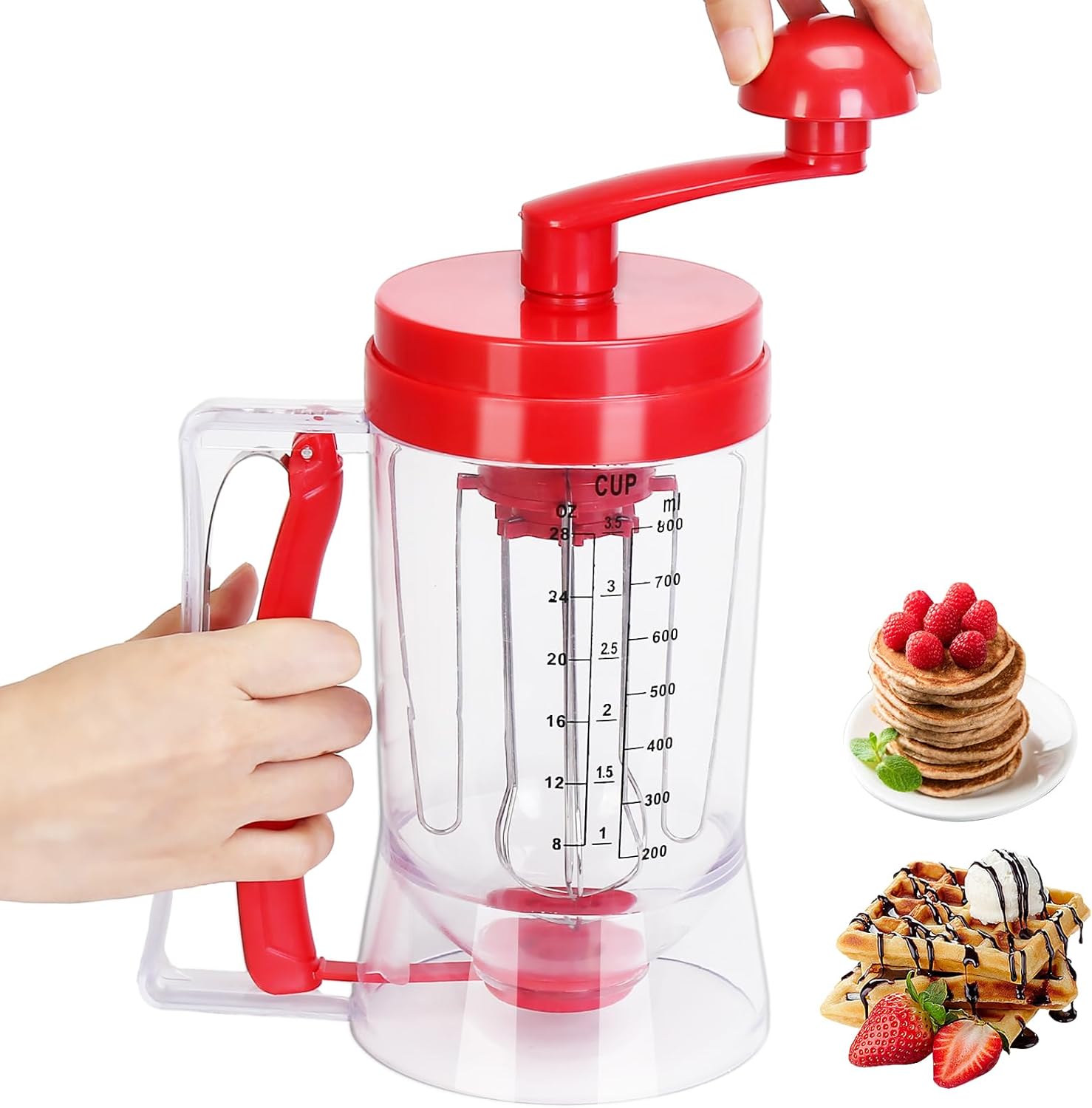 Dispensador de masa 3 en 1, dispensador automático de masa para panqueques y cupcakes con molde para pastel, dispensador de grado alimenticio sin