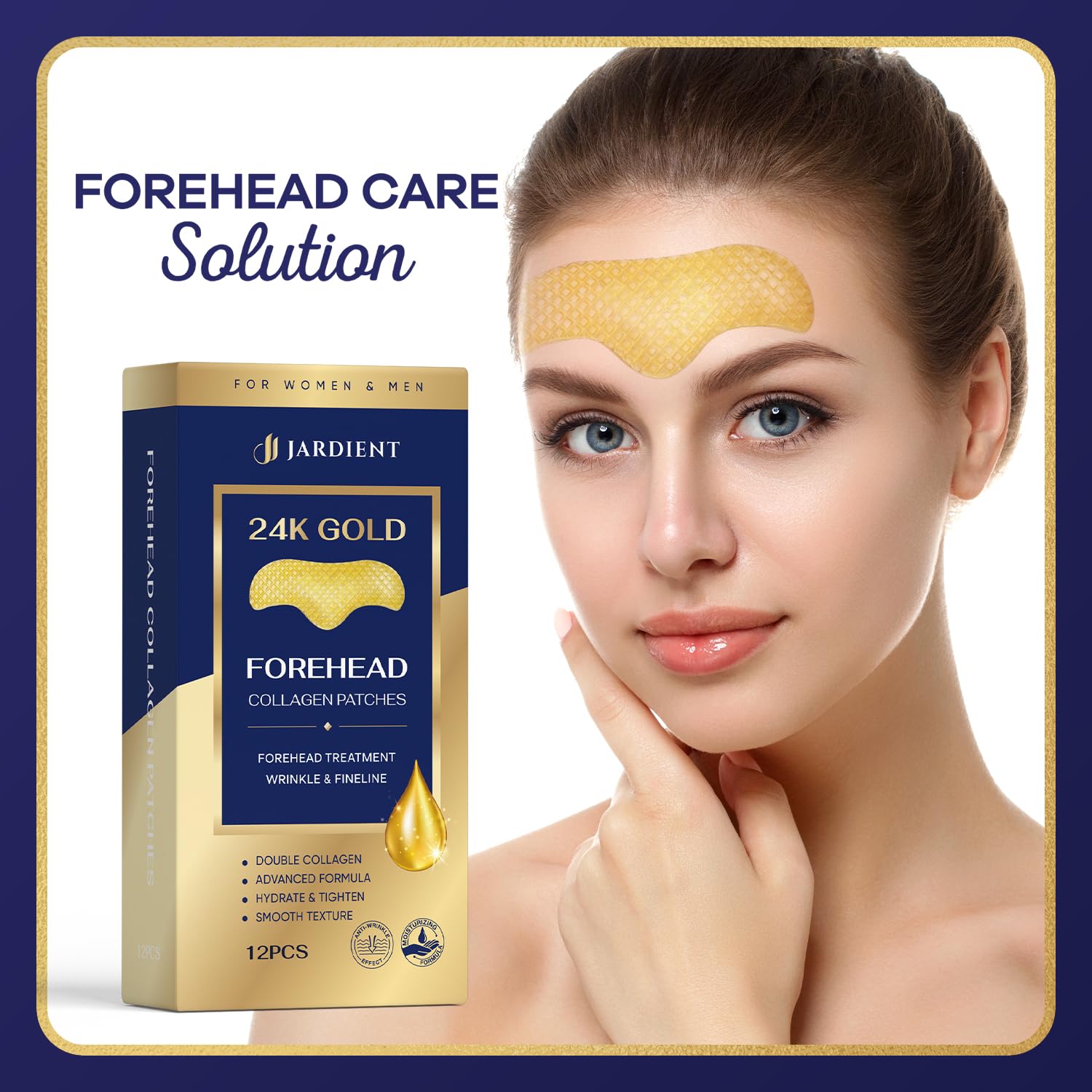 Jardient Parches de hidrogel de oro de 24 quilates para cara, parches antiarrugas con colágeno que aumentan la elasticidad