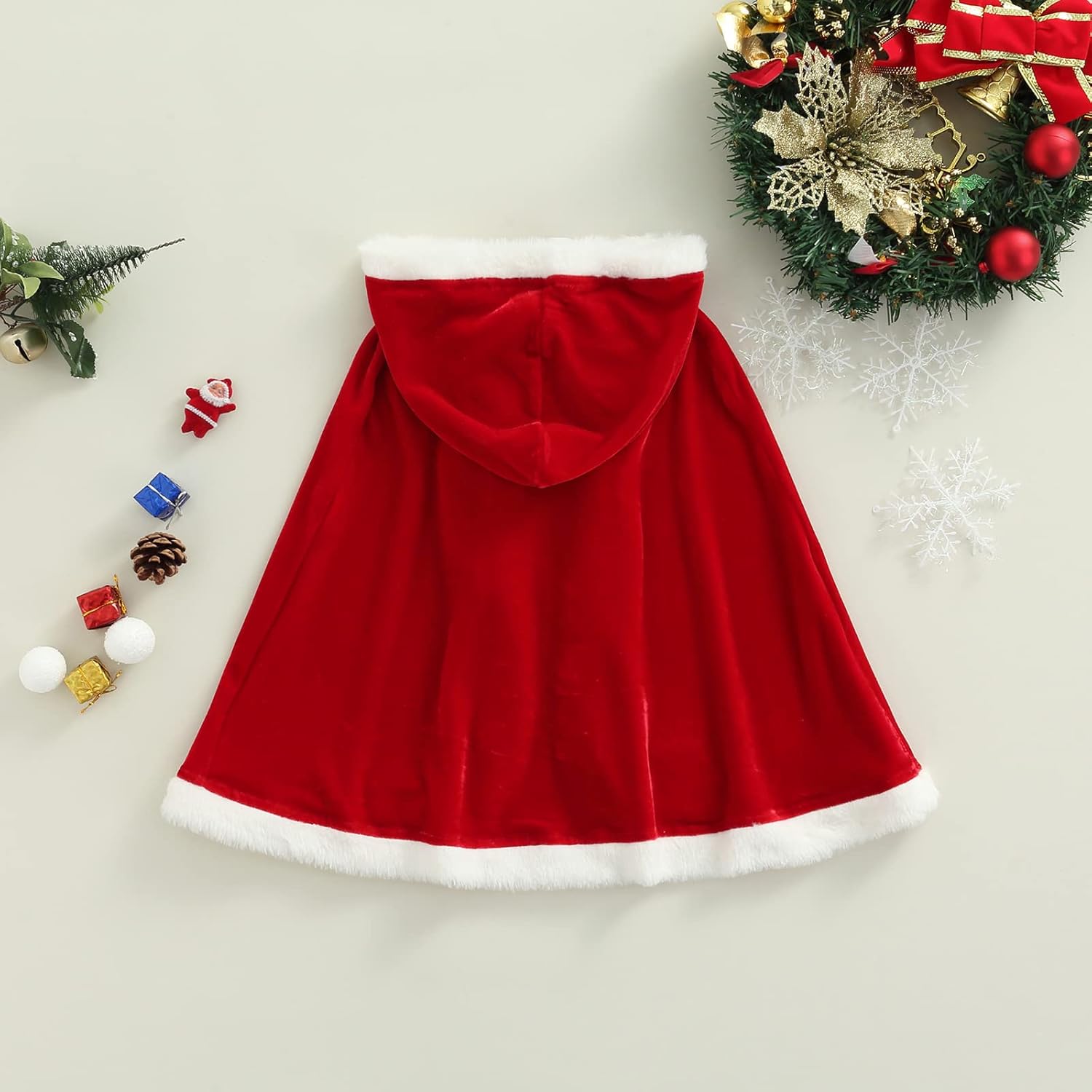 Yccutest Disfraz de capa de Navidad para bebé y niña, capa de terciopelo con capucha, disfraz de Papá Noel, disfraz de Navidad para niña pequeña