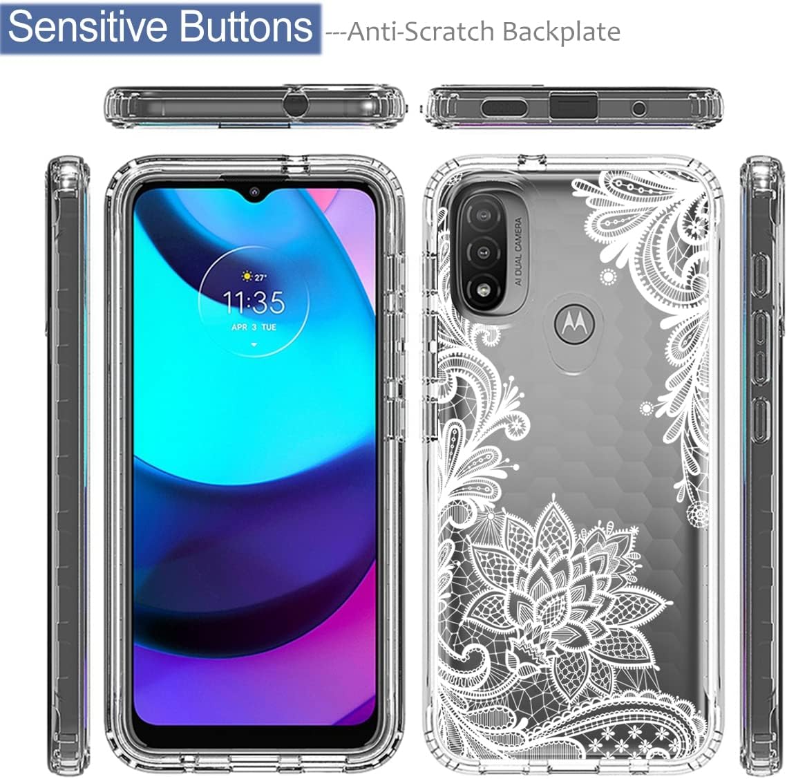 Tothedu XT2155 – Funda para Moto E20, Moto E30, Moto E40, XT2155 con protector de pantalla de vidrio templado, bonito patrón de mandala