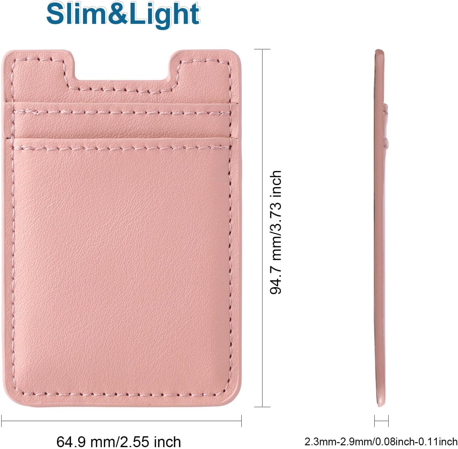 Cartera para teléfono adhesiva, paquete de 2 tarjeteros para la parte posterior de la funda del teléfono, soporte de cuero para tarjetas de crédito