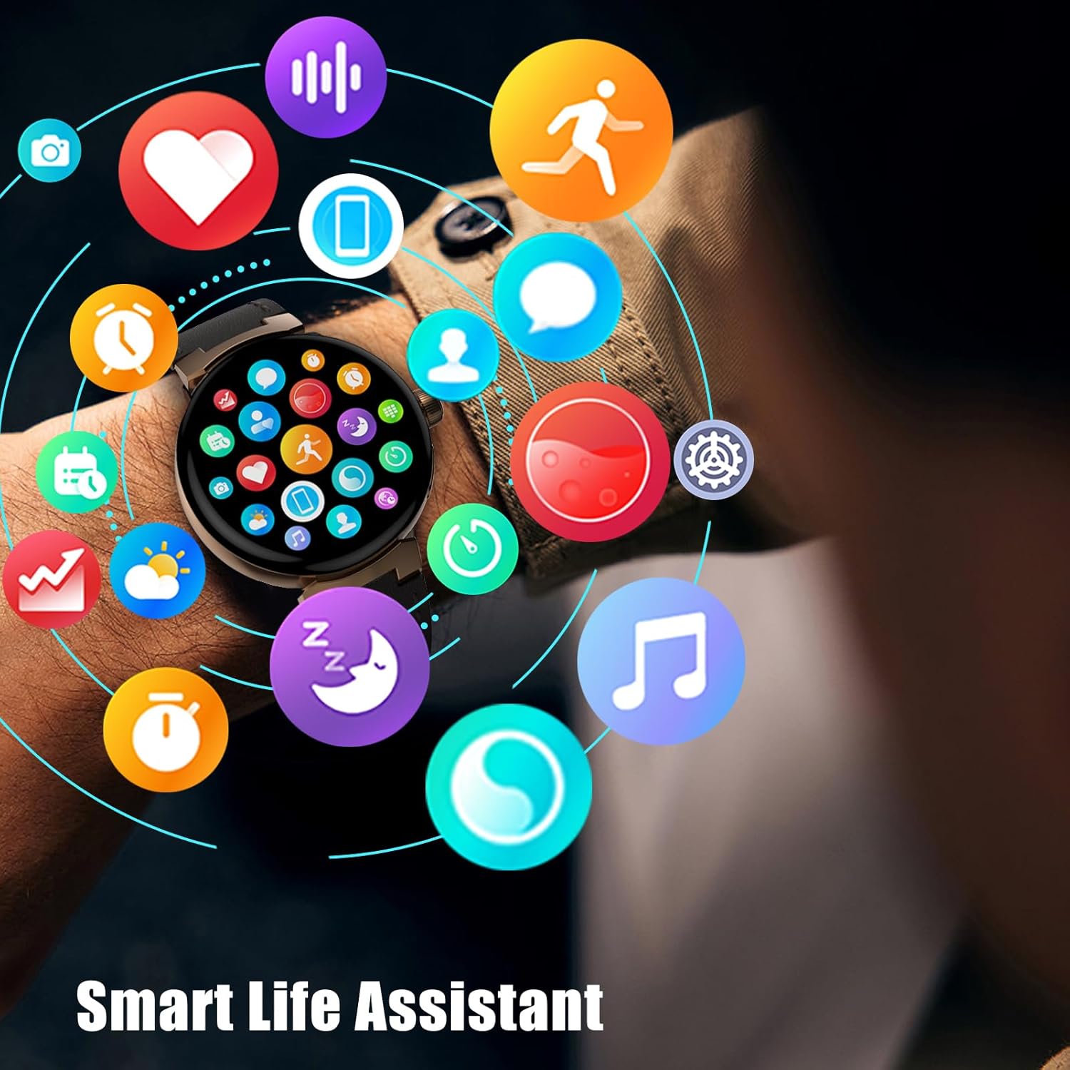 aigo Reloj inteligente para hombres y mujeres, llamadas Bluetooth, rastreador de salud con frecuencia cardíaca, monitoreo del sueño, pantalla HD de