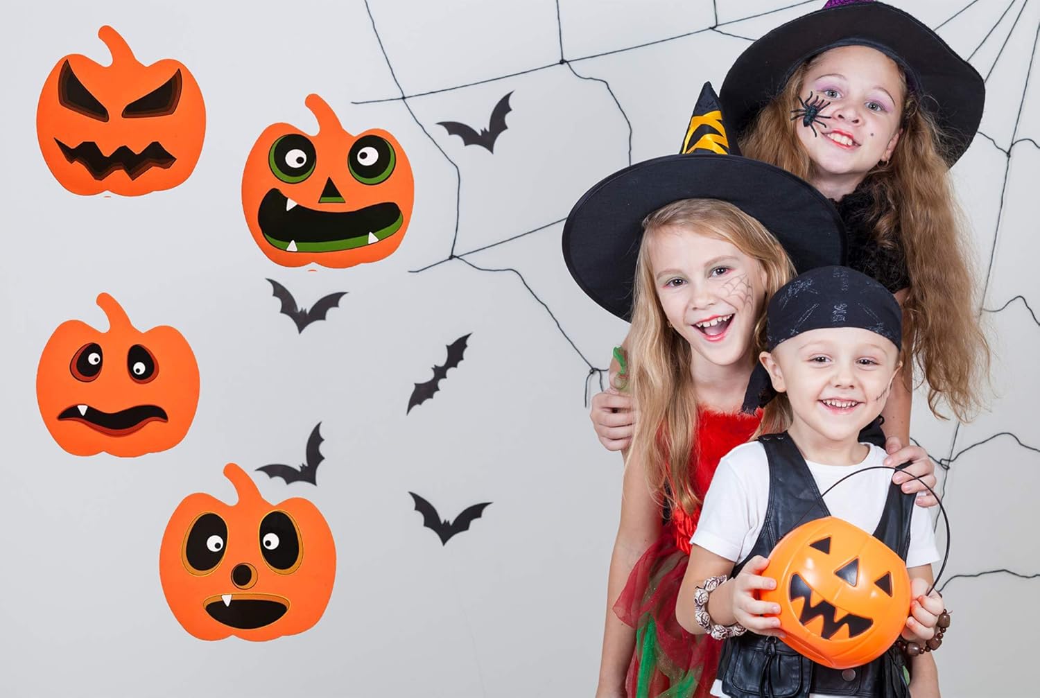 32 piezas de calabaza de espuma de Halloween y calcomanías de calabaza para Halloween, niños, manualidades, fiesta, dulce o truco, decoraciones de
