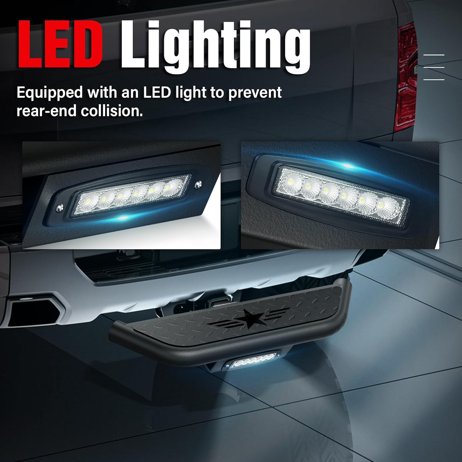 Remolque universal con luz LED para receptor de 2 pulgadas, compatible con camionetas, cuatrimotos, SUV, camionetas, con pernos en U estabilizan y