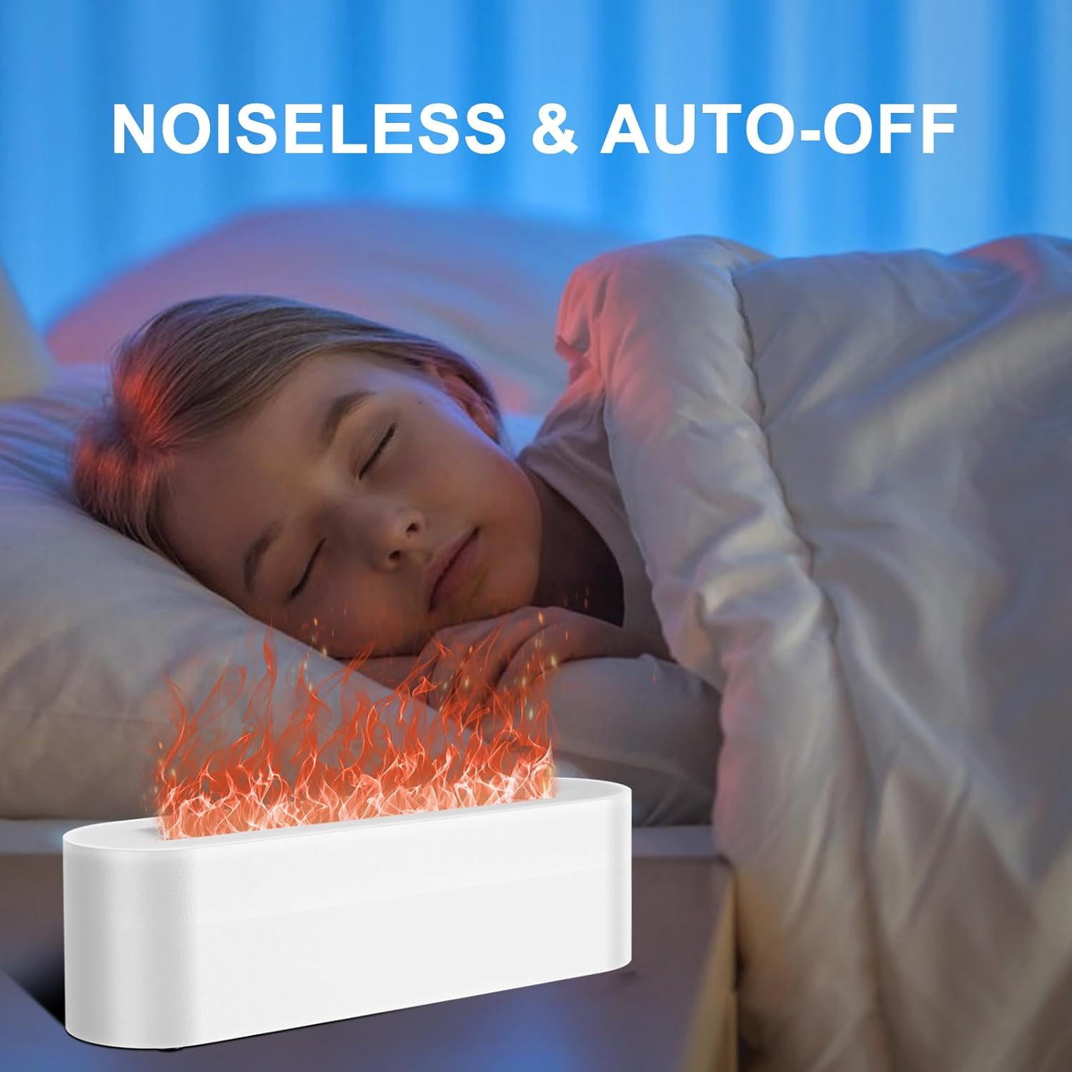Humidificador difusor, aceites esenciales de aroma de llama y fuego, 7 colores, difusores de aromaterapia para dormitorio, habitación grande, ultra