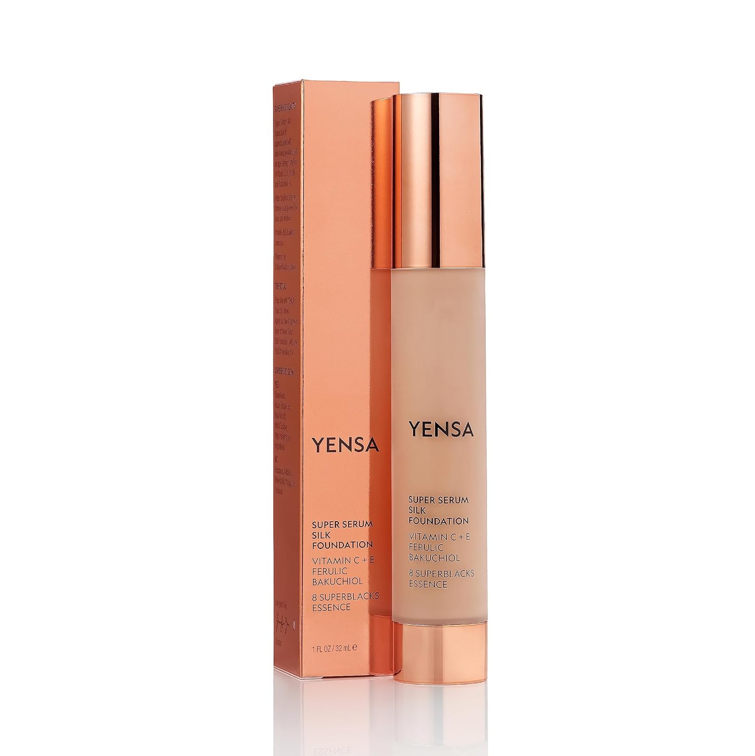 YENSA Super Silk Foundation – Complejo de cobertura completa, complejo de vitamina C, E, ferúlico y aceite de Bakuchiol (Fair 3) 1.0 fl oz
