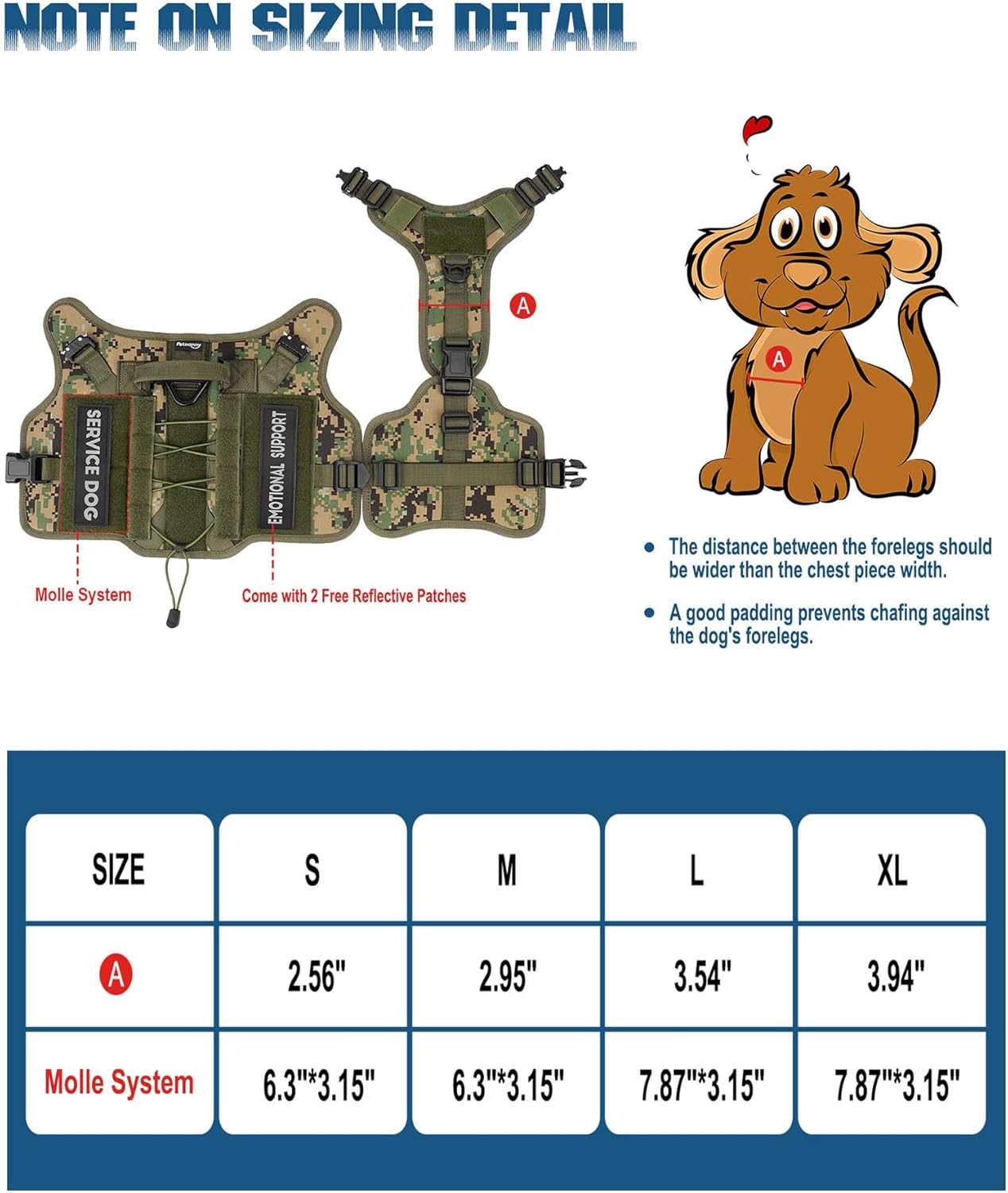 PETNANNY Arnés táctico para perros, arnés de servicio para perros de apoyo emocional, chaleco para perros medianos y grandes, chaleco para perro ESA