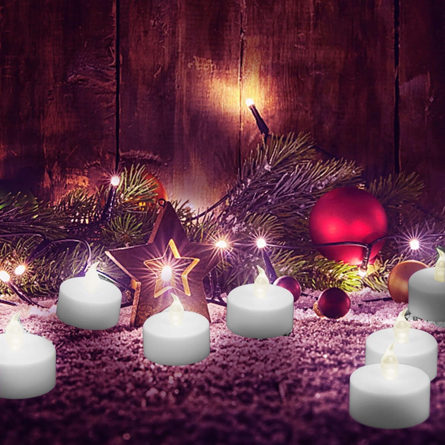 Velas de té sin llama, funcionan con pilas, paquete de 50 velas votivas eléctricas LED parpadeantes de larga duración, 200 horas, realistas y