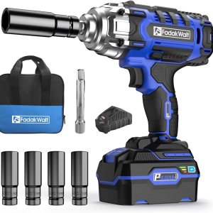FADAKWALT Llave de impacto inalámbrica de 20 V con un potente motor, destornillador cuadrado de 12 pulgada, par ajustable (100-400 N.m), motor de FADAKWALT Llave de impacto inalámbrica de 20 V con un potente motor, destornillador cuadrado de 12 pulgada, par ajustable (100-400 N.m), motor de