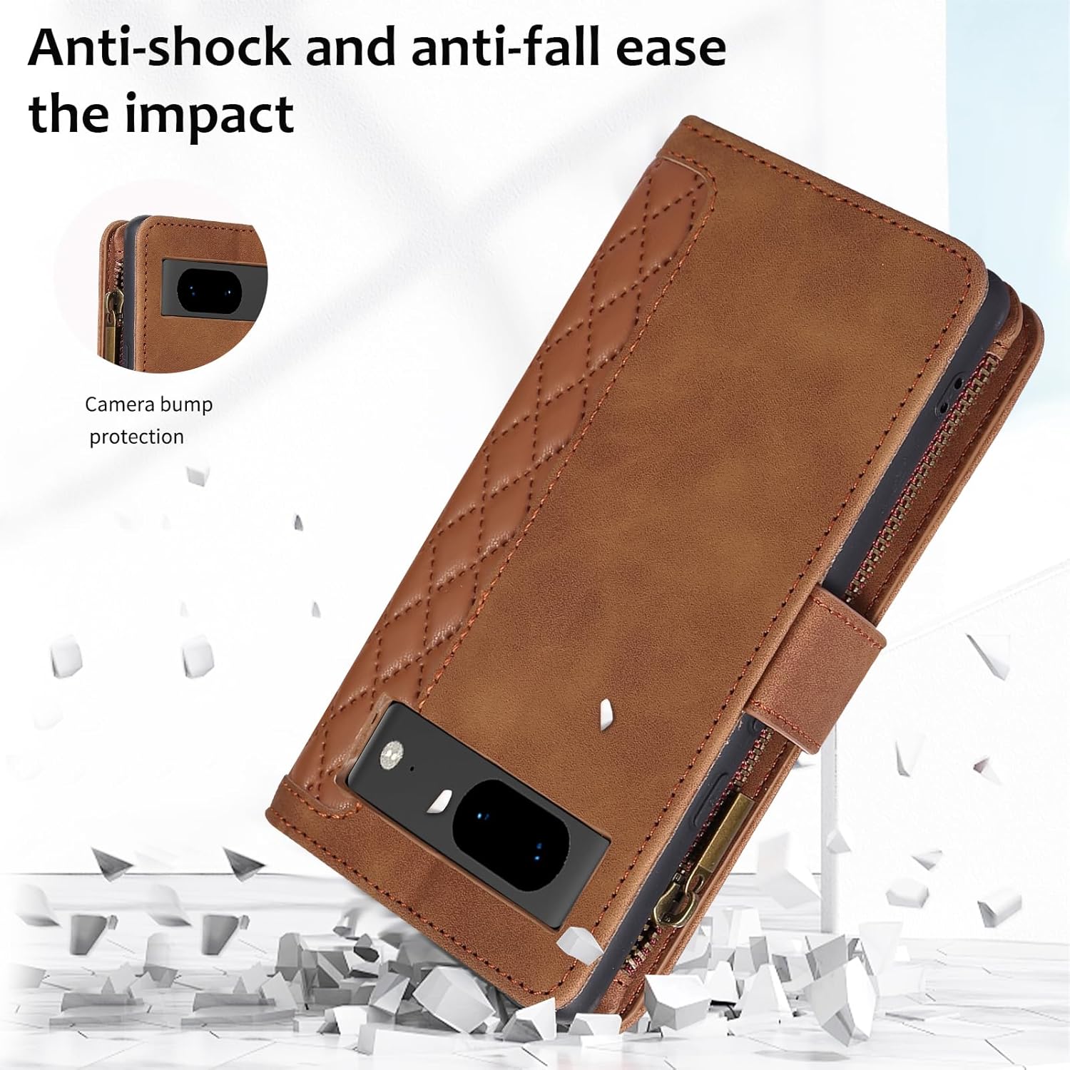 Asuwish Funda de teléfono para Google Pixel 7 5G Funda tipo cartera con protector de pantalla de vidrio templado y correa cruzada para la muñeca con