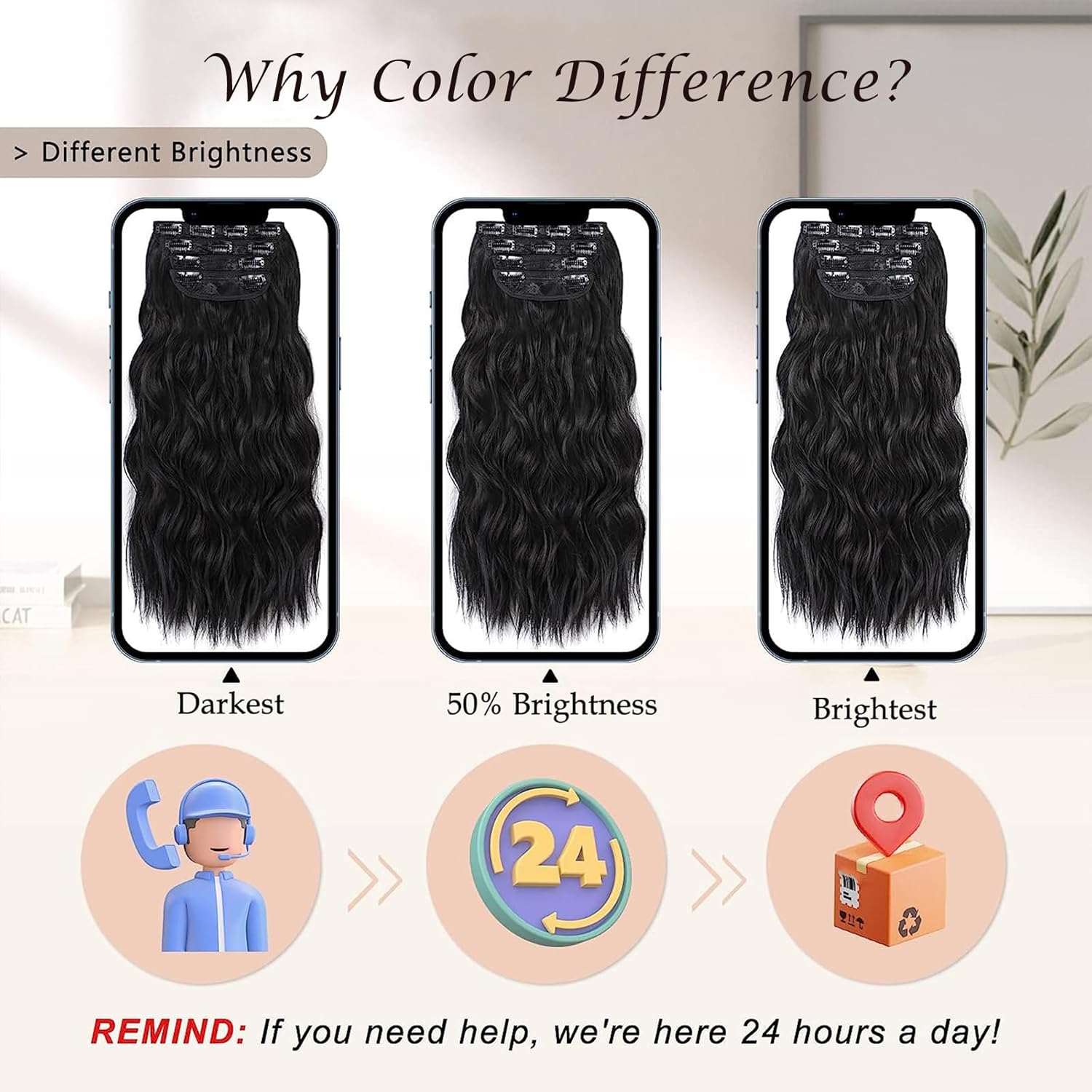 MISSQUEEN Extensión de 20 pulgadas, 4 extensiones de cabello negro natural, extensiones gruesas de doble trama largas onduladas (negro)
