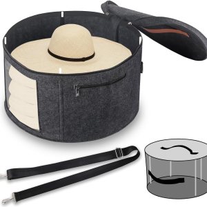 Caja para sombreros con 4 varillas estabilizadoras para mayor apoyo, organizador de sombreros redondos con tapa, ideal para viajes, almacenamiento Caja para sombreros con 4 varillas estabilizadoras para mayor apoyo, organizador de sombreros redondos con tapa, ideal para viajes, almacenamiento