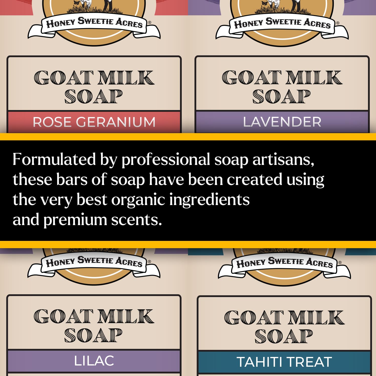 Honey Sweetie Acres Paquete de muestra femenina Jabón de leche de cabra Jabón hecho a mano totalmente natural de leche de cabra nigeriana para